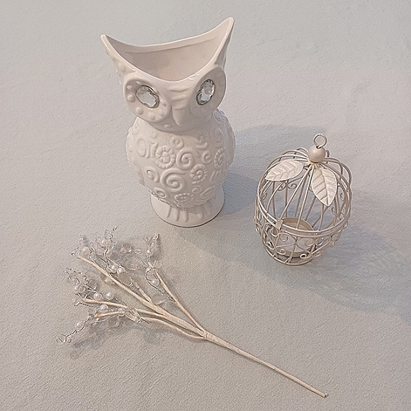 Ceramic Owl Vase & Bird Cage Decor - Picture 1 of 10